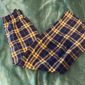 Blue and yellow plaid pants